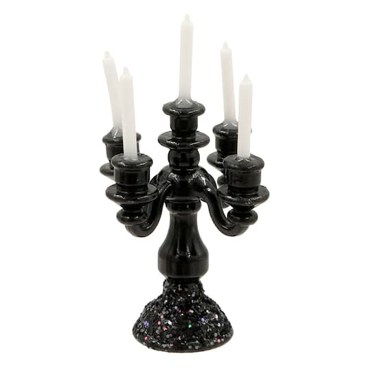 Mini Black Candelabra with White Candles by Ashland®